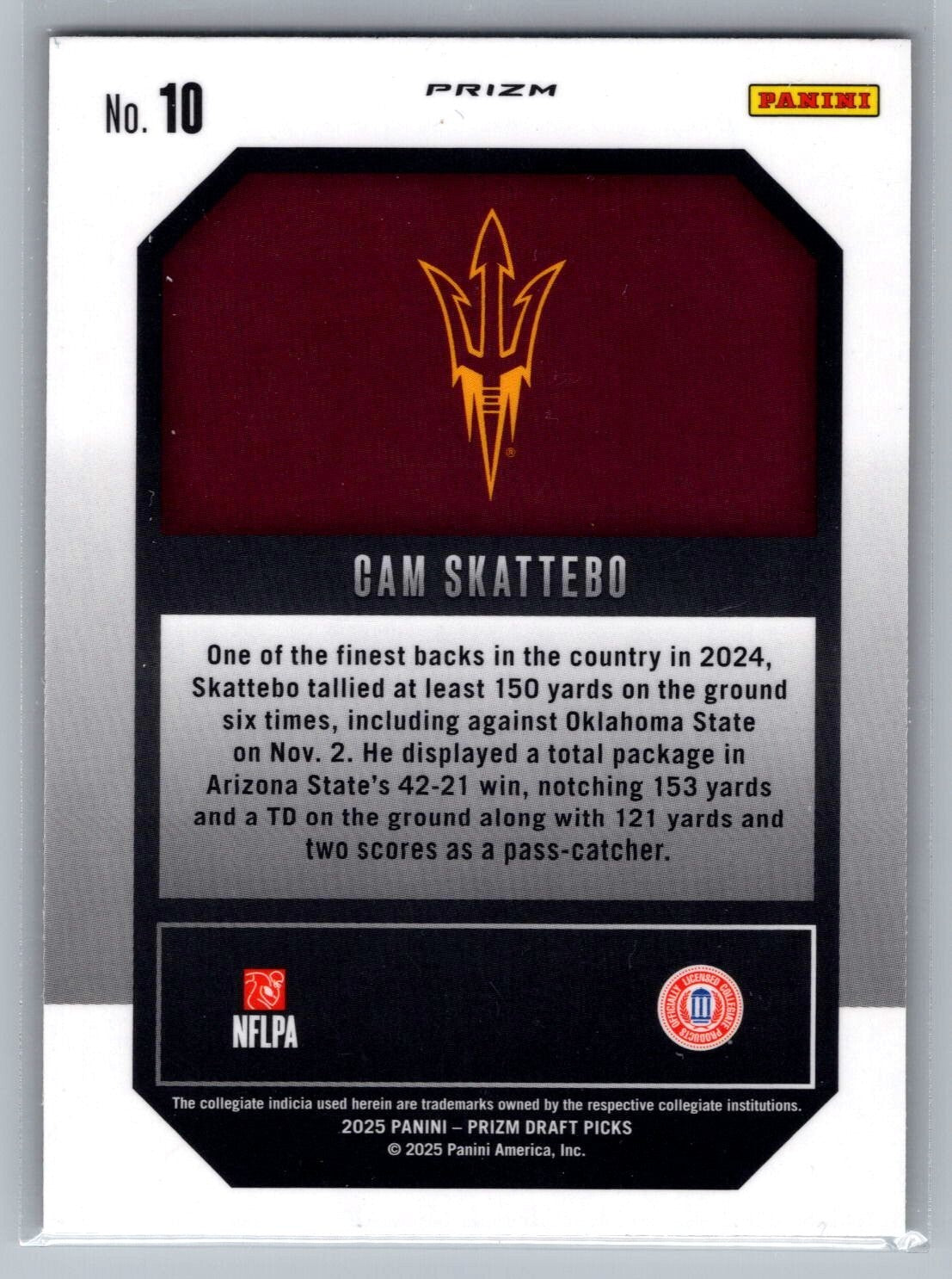 2025 Panini Prizm Draft Picks New Recruits Gold Ice #10 Cam Skattebo - NM