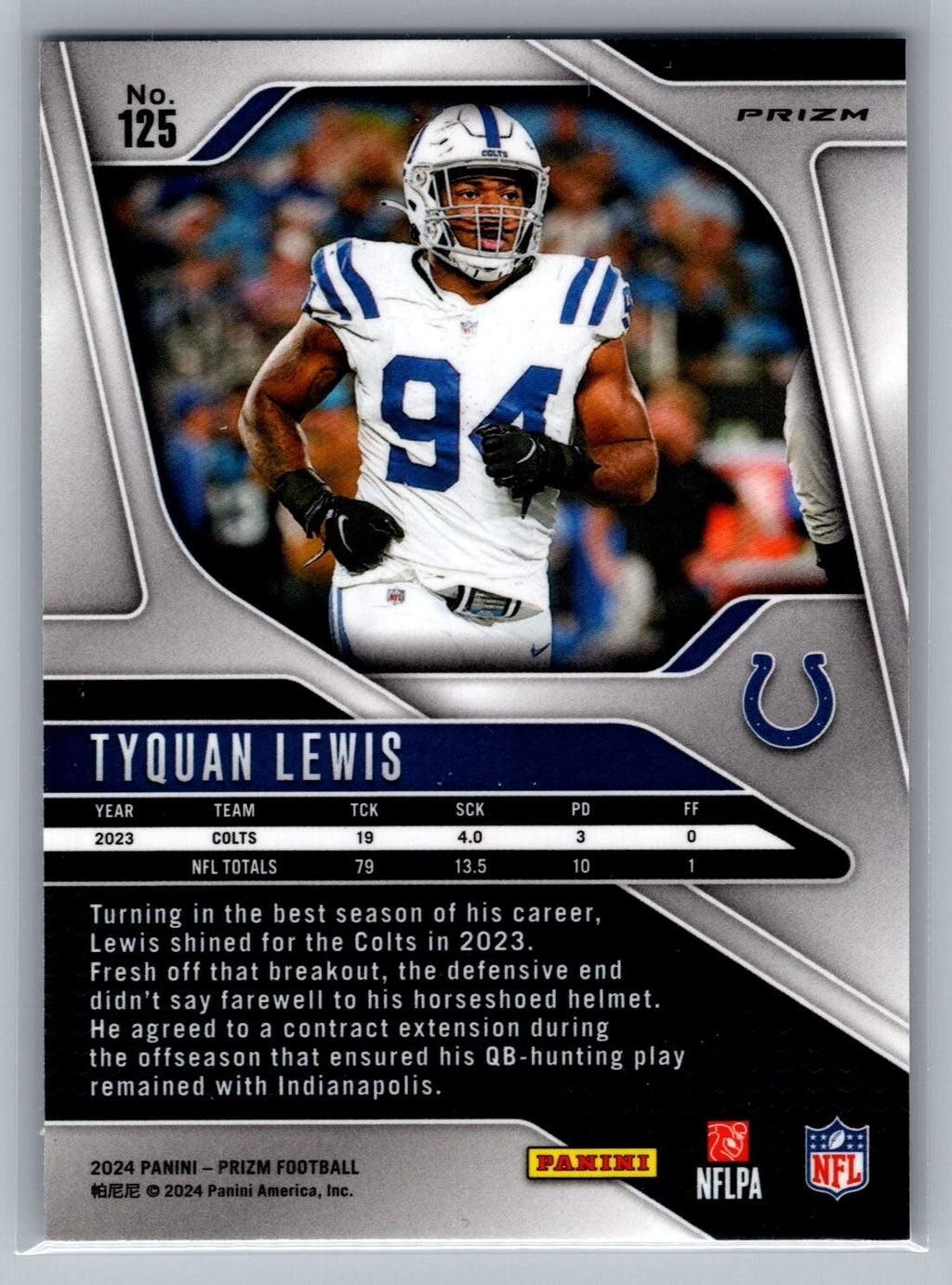 2024 Panini Prizm #125 Tyquan Lewis Silver