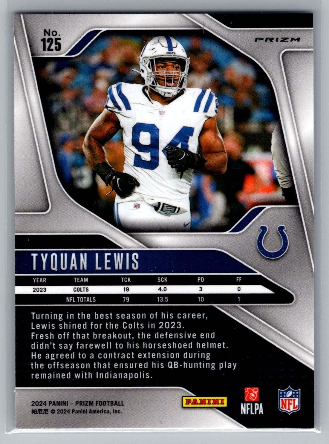 2024 Panini Prizm #125 Tyquan Lewis Silver