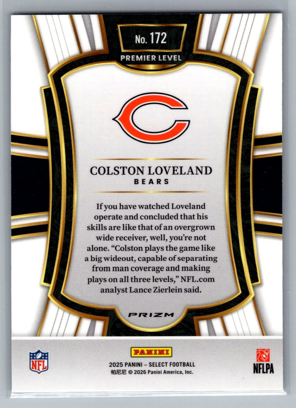2025 Select Prizm Black and Green Shock #172 Colston Loveland - NM