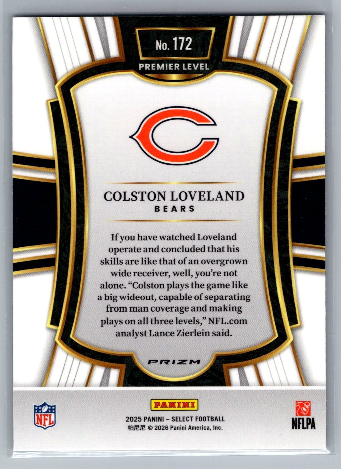 2025 Select Prizm Black and Green Shock #172 Colston Loveland - NM