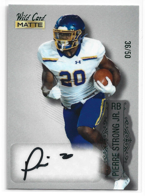 2022 Wild Card Matte Silver Autographs Green #MBA90 Pierre Strong Jr. Auto 36/50