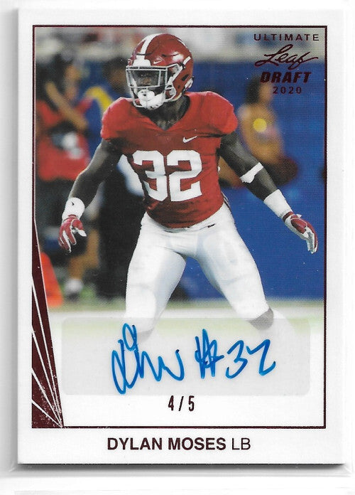 2021 Leaf Ultimate Draft Future Stars Autographs Red #DM1 Dylan Moses Auto 4/5