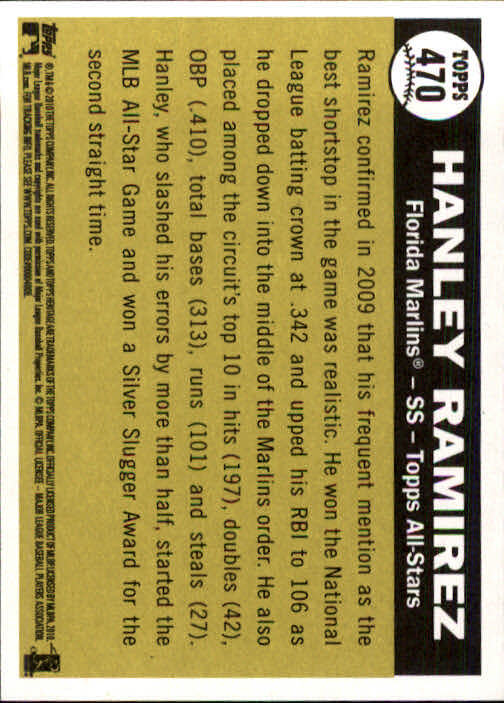 2010 Topps Heritage #470 Hanley Ramirez AS SP - NM