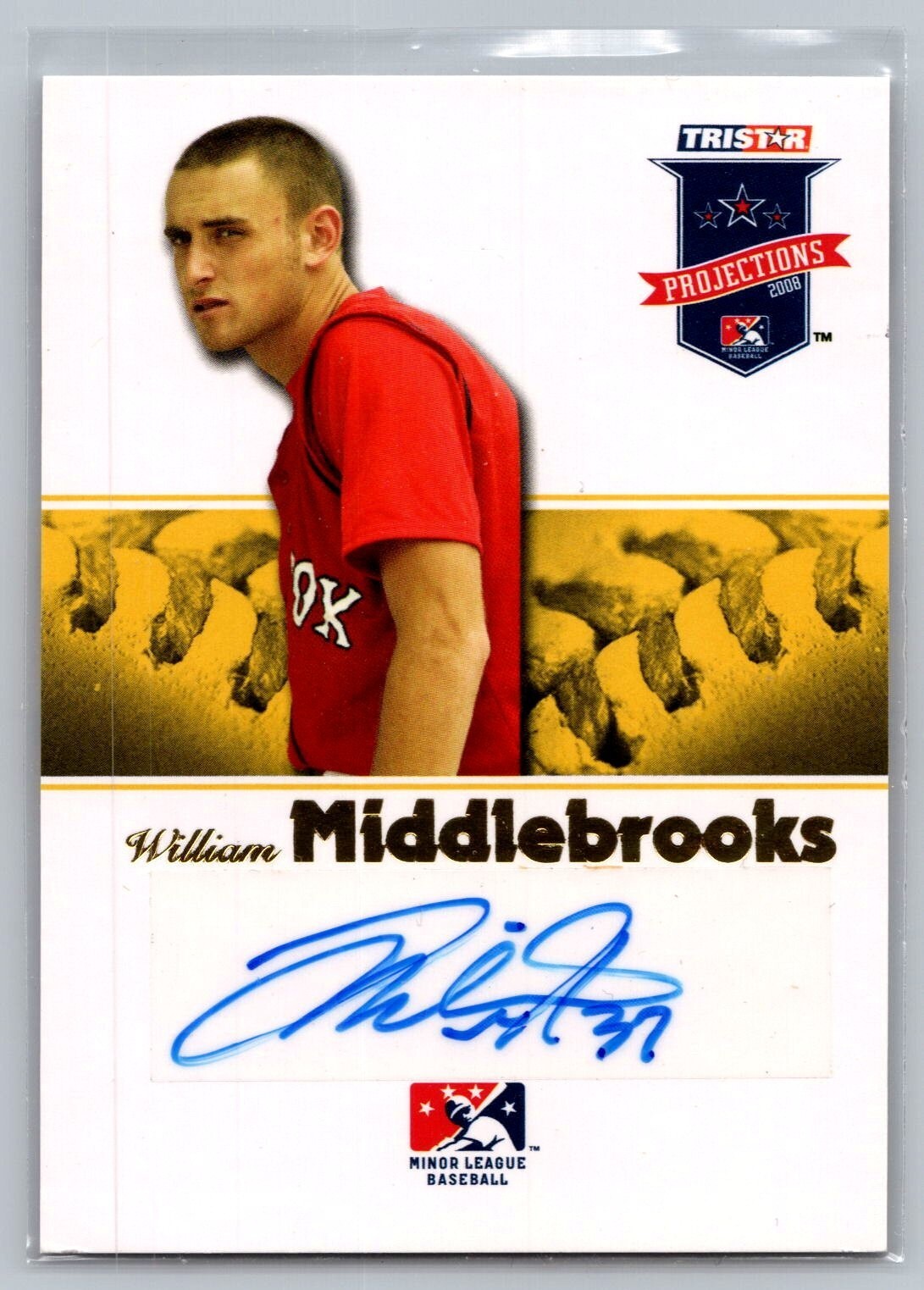 2008 TRISTAR PROjections Auto Reflectives Yellow #213 William Middlebrooks 22/25