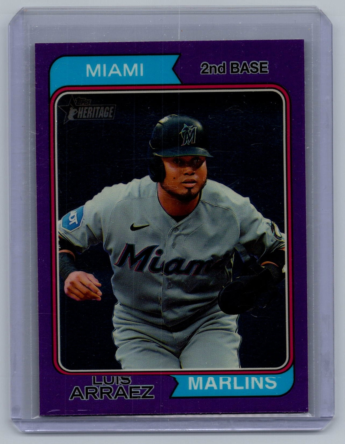 2023 Topps Heritage Chrome Purple Refractors #615 Luis Arraez - NM