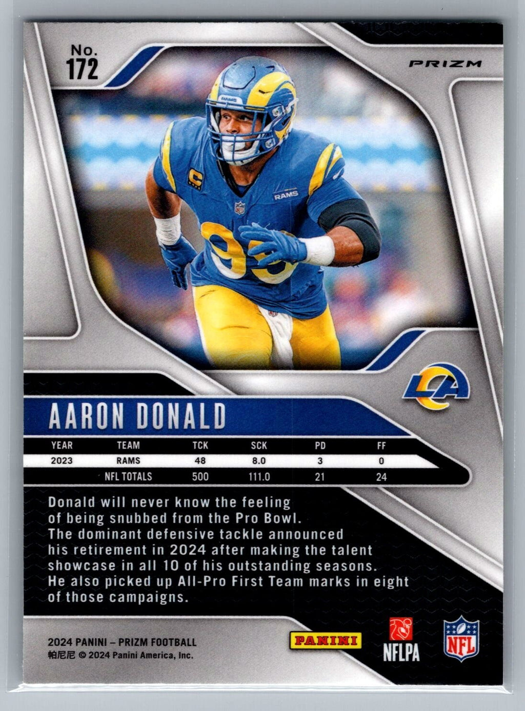 2024 Panini Prizm #172 Aaron Donald Neon Green Pulsar
