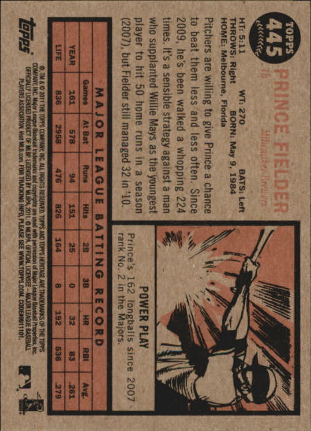 2011 Topps Heritage #445 Prince Fielder SP - NM
