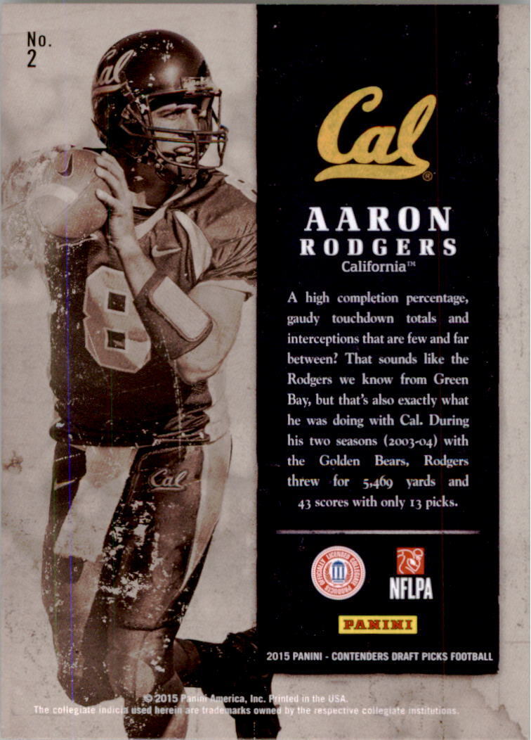 2015 Panini Contenders Draft Picks Old School Colors #2 Aaron Rodgers - NM