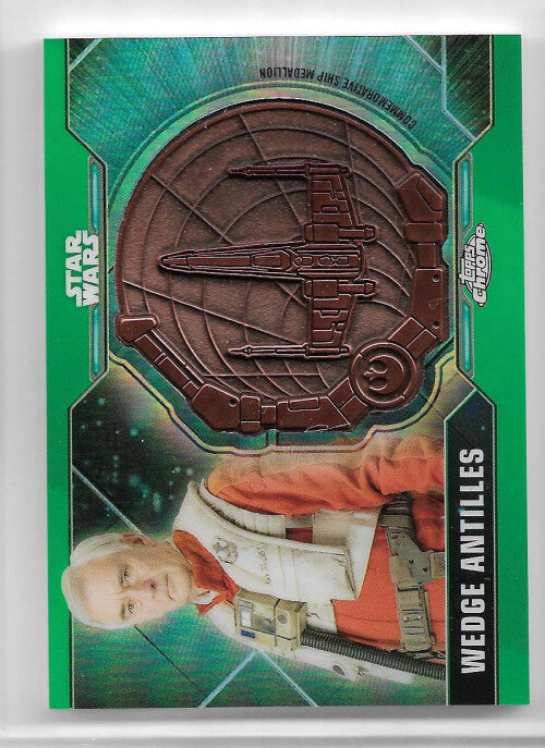 2021 Star Wars Chrome Legacy Ship Medallion Green Refractor Wedge Antilles 27/50
