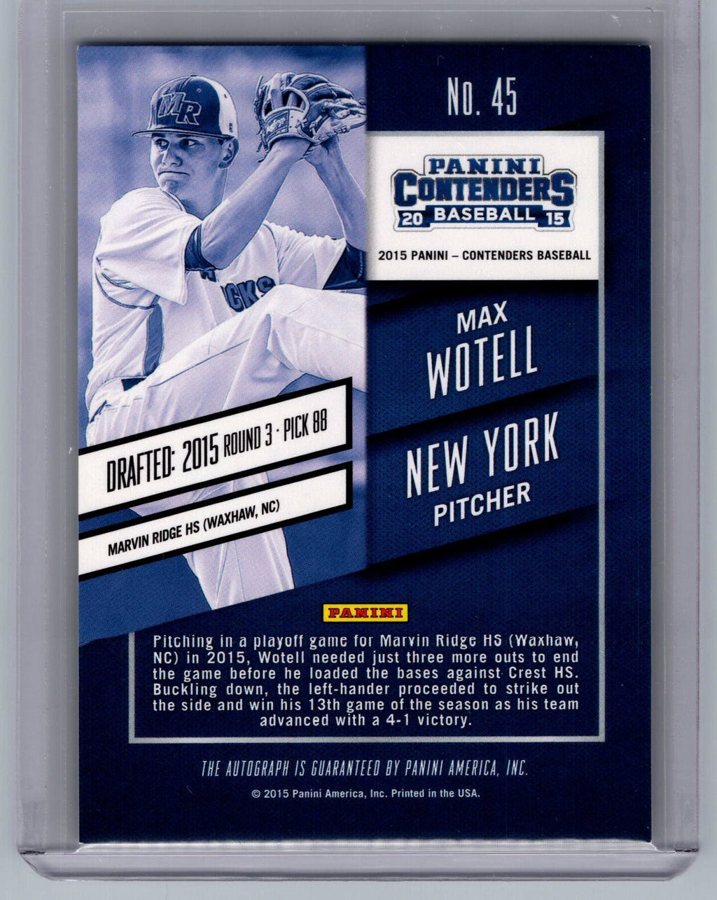2015 Panini Contenders #45 Max Wotell Draft Ticket Autographs