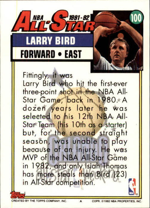 1992-93 Topps #100 Larry Bird AS - NM