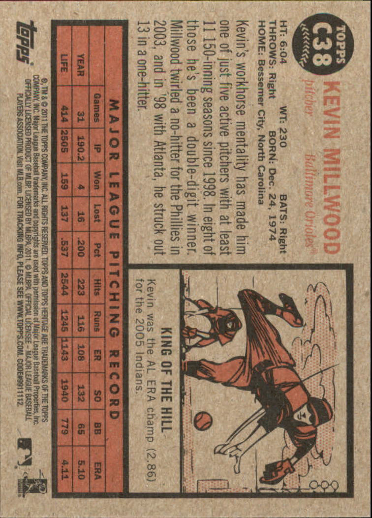 2011 Topps Heritage Black #C38 Kevin Millwood - NM