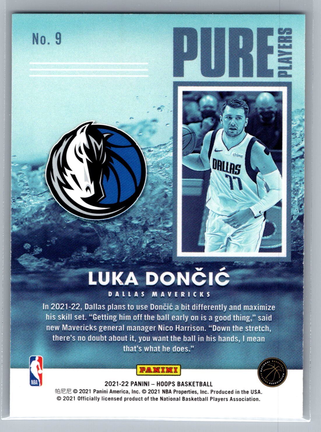 2021-22 Hoops #9 Luka Doncic Pure Players