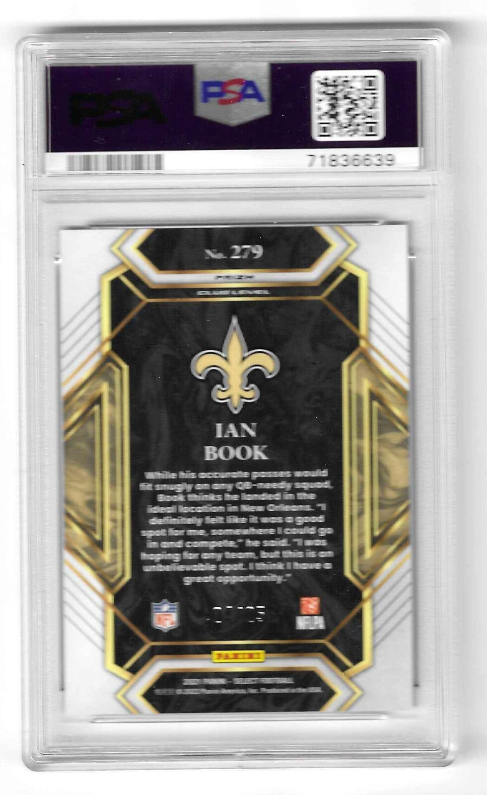 2021 Select Prizm Tie Dye #79 Ian Book 24/25 PSA 9 Mint Saints