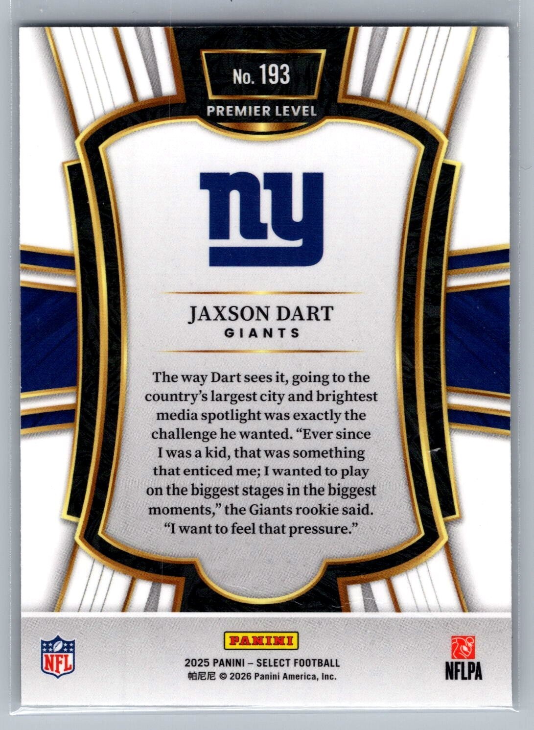 2025 Panini Select #193 Jaxson Dart