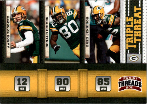 2011 Panini Threads Triple Threat #7 Aaron Rodgers Donald Driver Greg Jennings