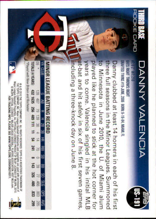 2010 Topps Update #US191 Danny Valencia RC - NM
