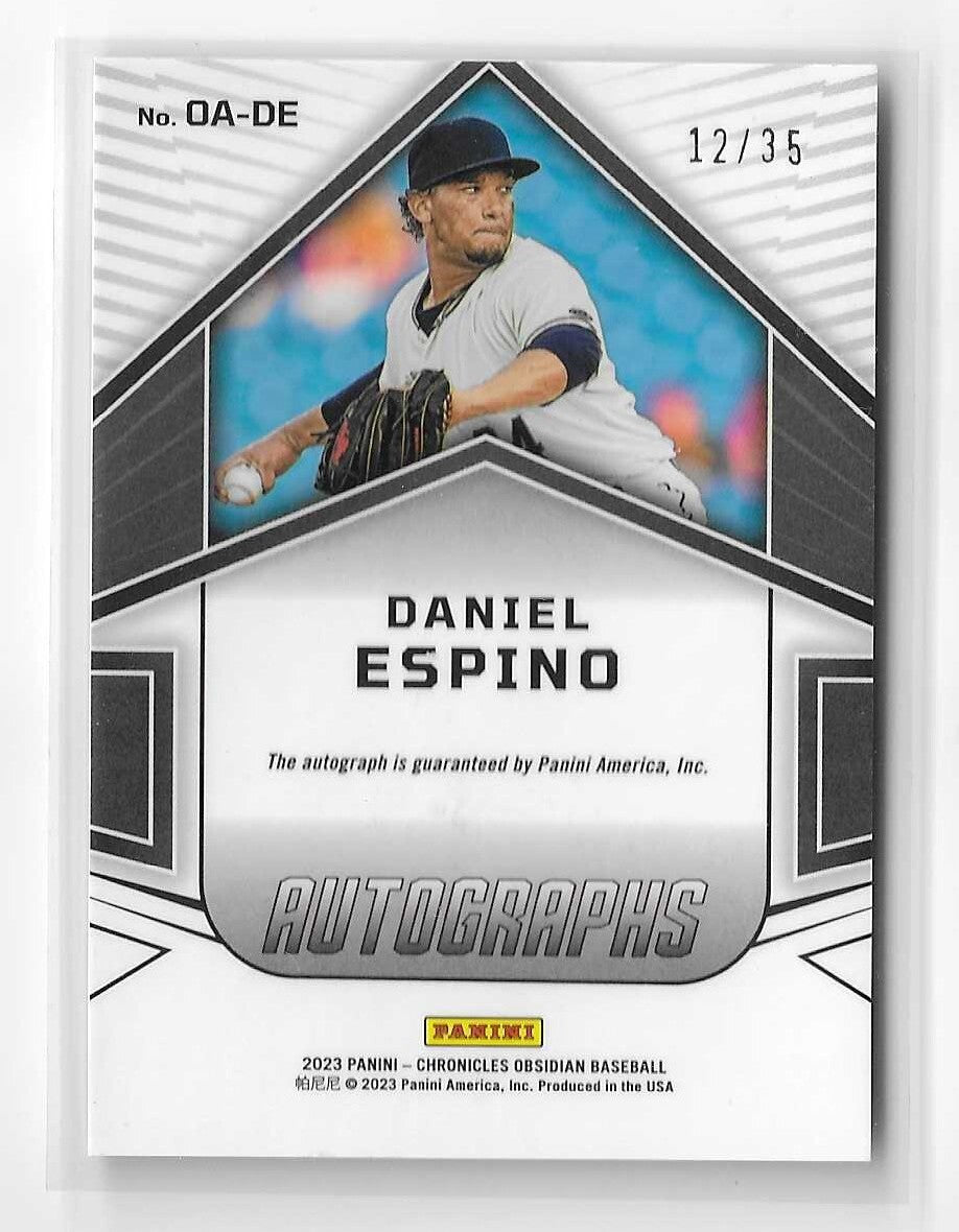 2023 Chronicles Obsidian Autographs Electric Etch Orange #38 Daniel Espino 12/35