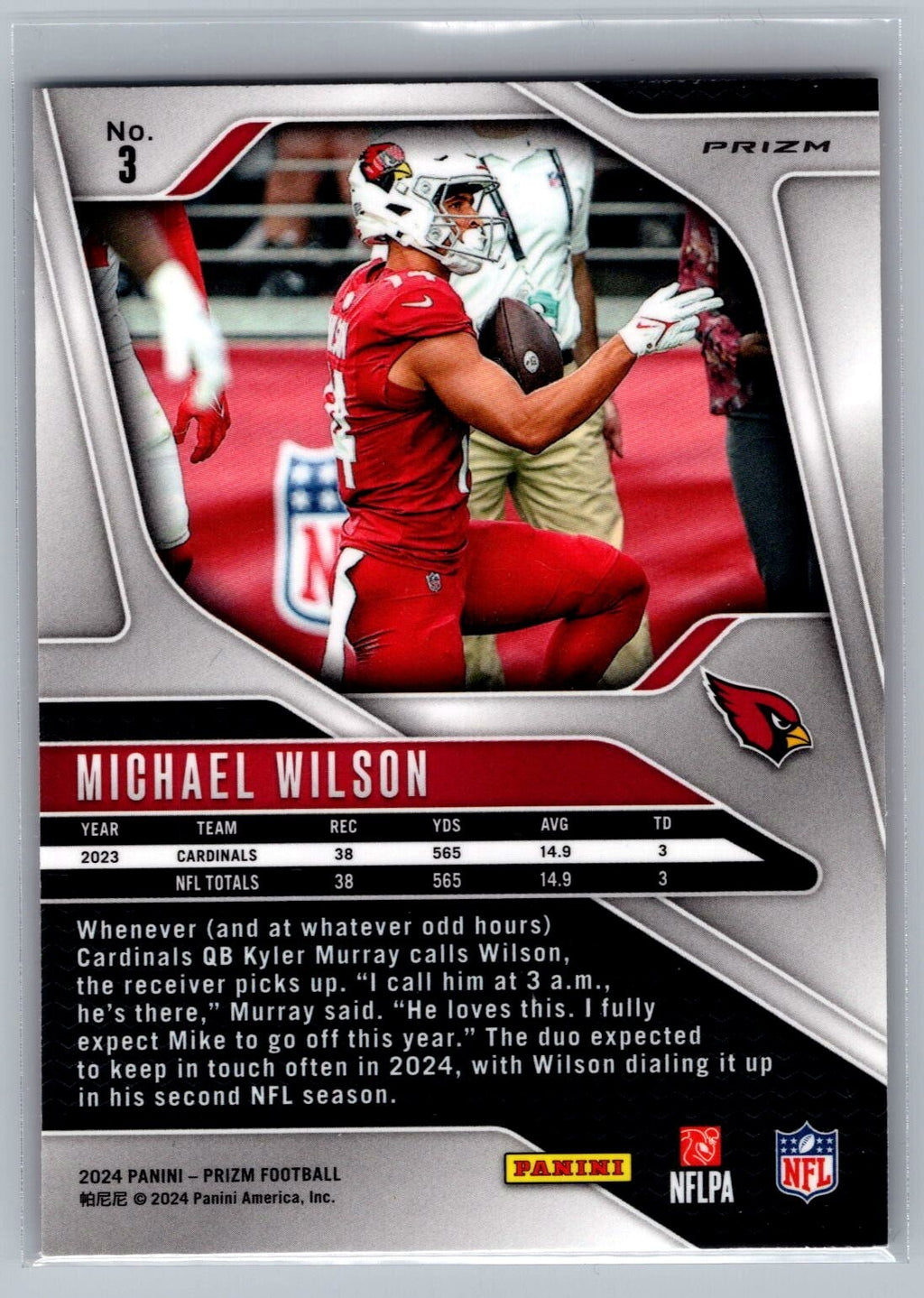 2024 Panini Prizm #3 Michael Wilson Lazer