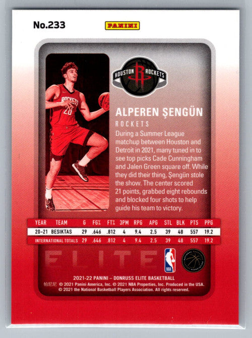 2021-22 Elite #233 Alperen Sengun RC 770/999 - NM