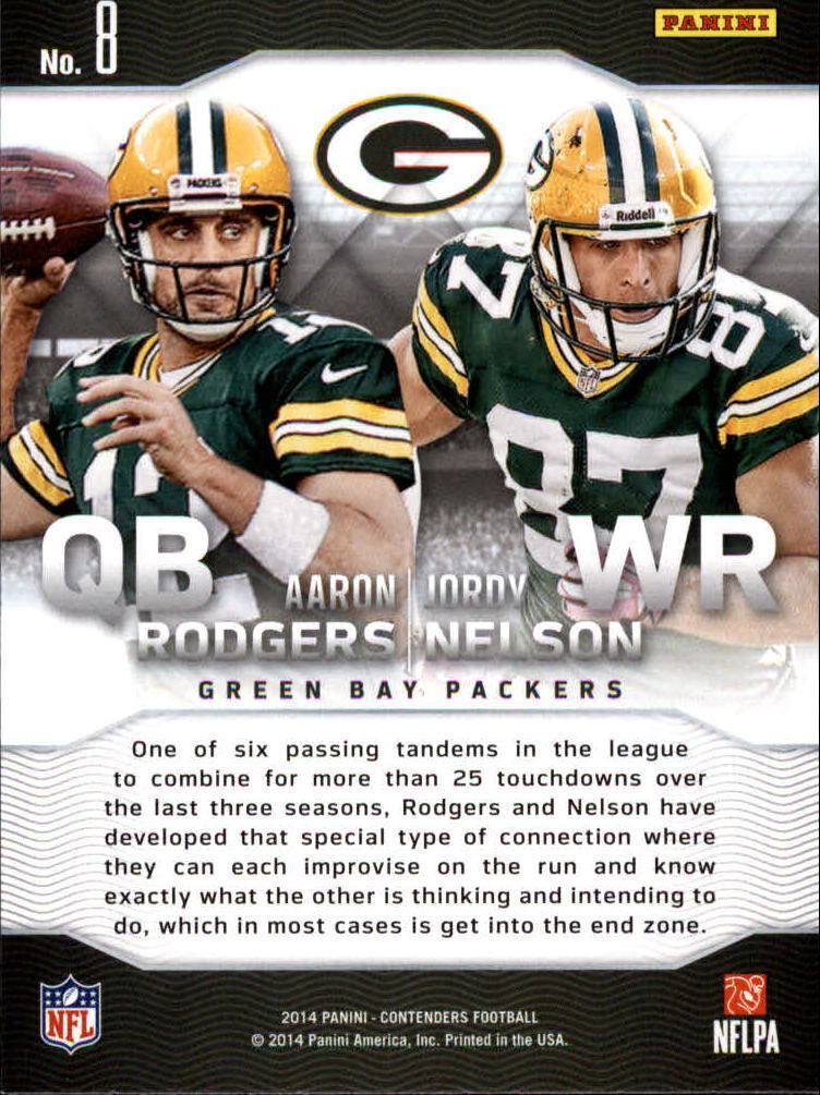 2014 Panini Contenders Touchdown Tandems #8 Aaron Rodgers Jordy Nelson - NM