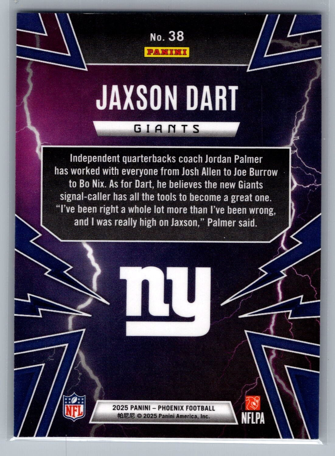 2025 Panini Phoenix #38 Jaxson Dart Thunderbirds