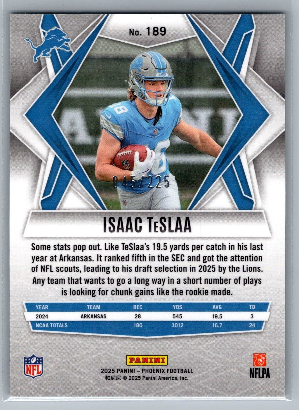 2025 Panini Phoenix Lime Green Lava #189 Isaac TeSlaa 45/225