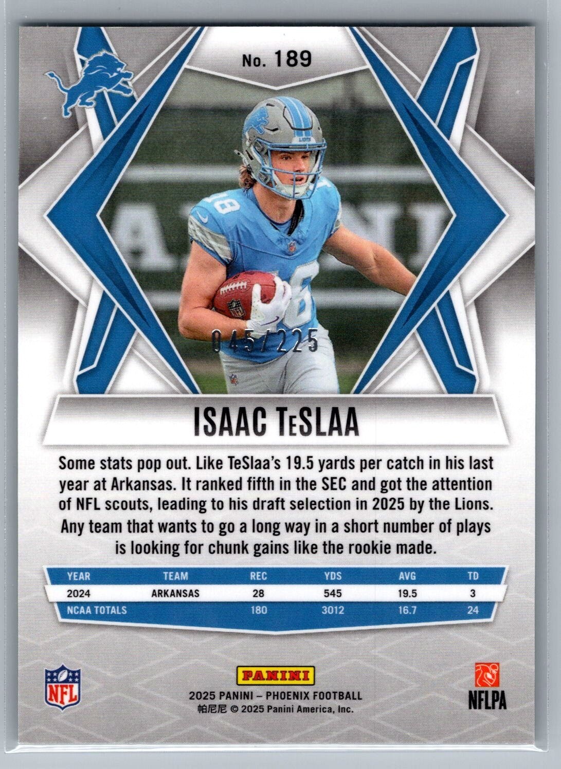 2025 Panini Phoenix Lime Green Lava #189 Isaac TeSlaa 45/225