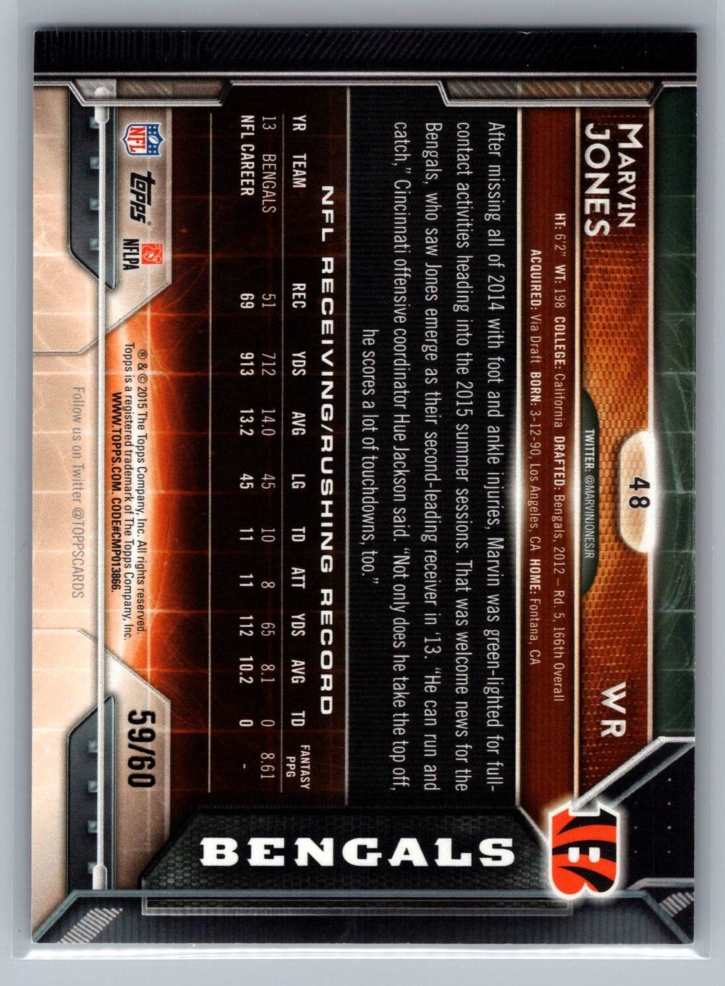 2015 Topps 60th Anniversary Red #48 Marvin Jones 59/60