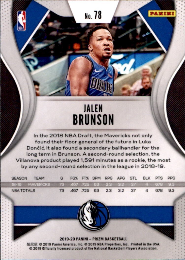2019-20 Panini Prizm #78 Jalen Brunson - NM