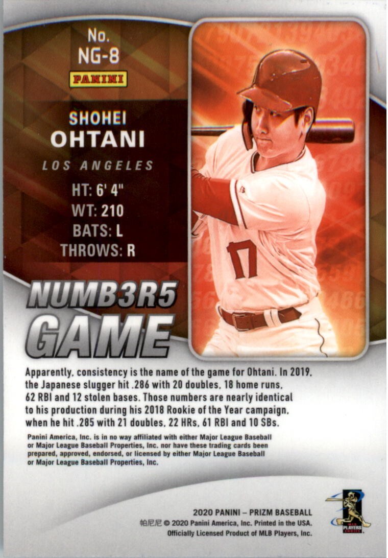 2020 Panini Prizm Numbers Game #8 Shohei Ohtani - NM