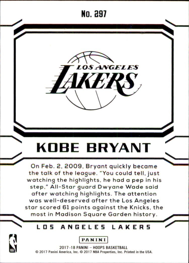 2017-18 Hoops #297 Kobe Bryant Career Tribute - NM