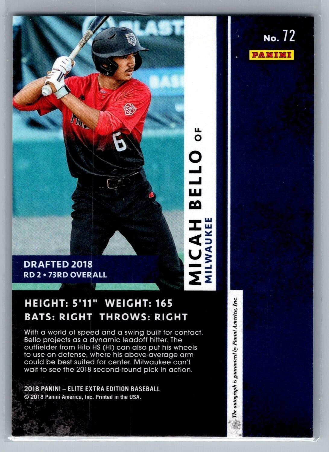 2018 Elite Extra Edition Autographs #72 Micah Bello