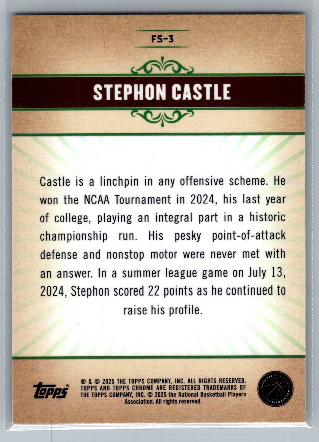 2024-25 Topps Chrome Fresh Start #FS3 Stephon Castle