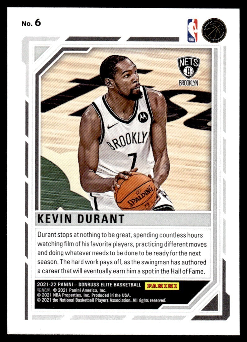 2021-22 Elite Primary Colors #6 Kevin Durant - NM
