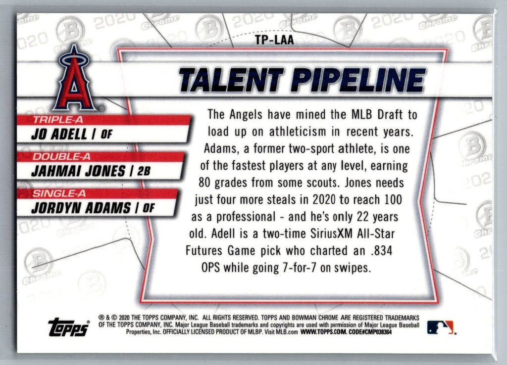 2020 Bowman Chrome Talent Pipeline Green Refractors Adams Adell Jones #'d 39/99
