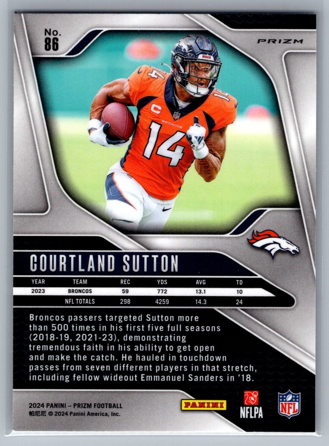 2024 Panini Prizm #86 Courtland Sutton Silver