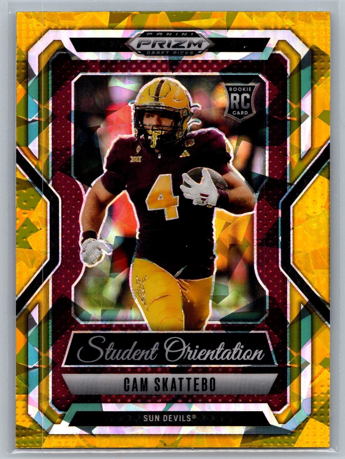 2025 Panini Prizm Draft Picks Student Orientation Gold Ice #16 Cam Skattebo - NM