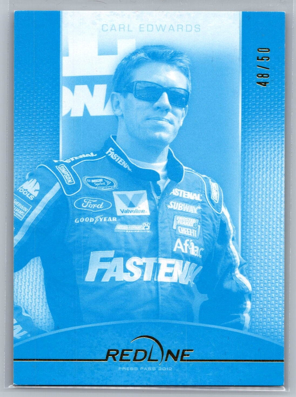 2012 Press Pass Redline #13 Carl Edwards Cyan 48/50