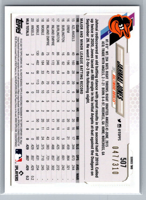 2021 Topps Factory Set Foilboard #507 Jahmai Jones 47/310 - NM