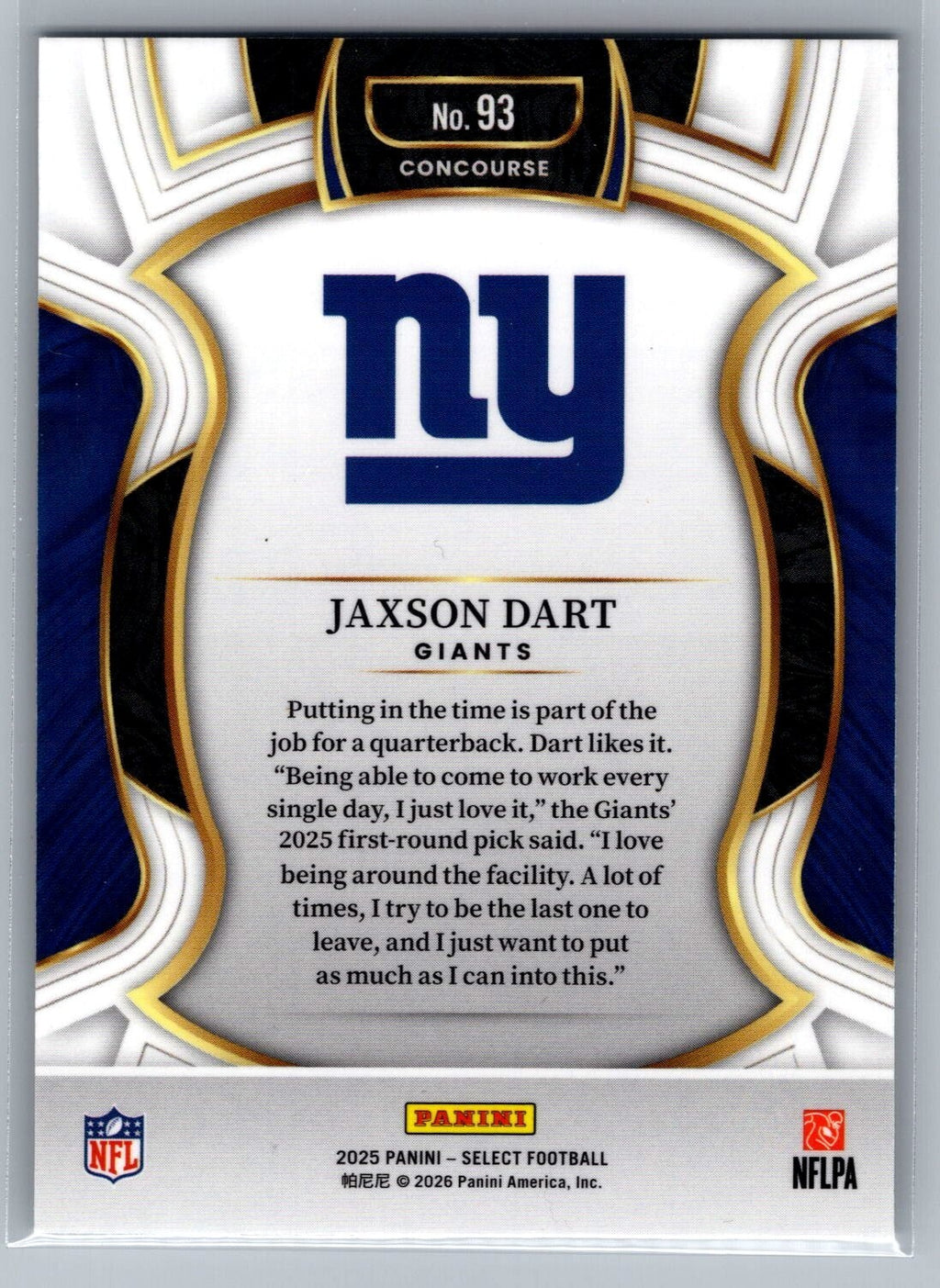 2025 Select #93 Jaxson Dart RC - NM