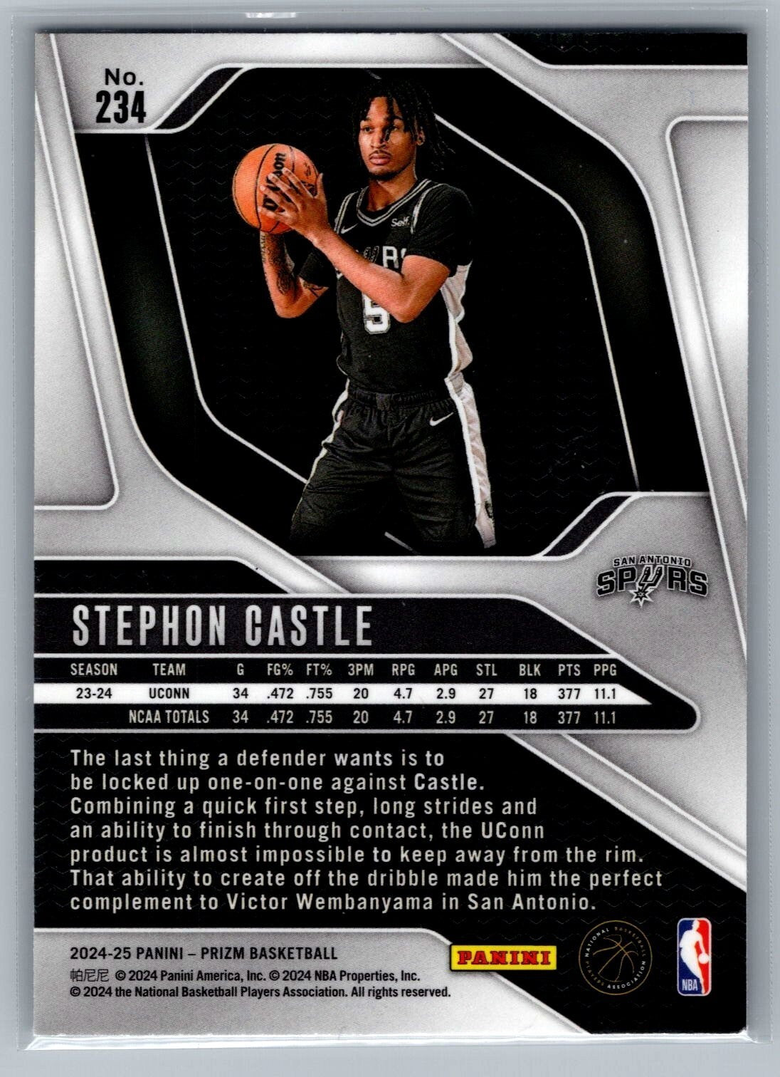 2024-25 Panini Prizm #234 Stephon Castle RC