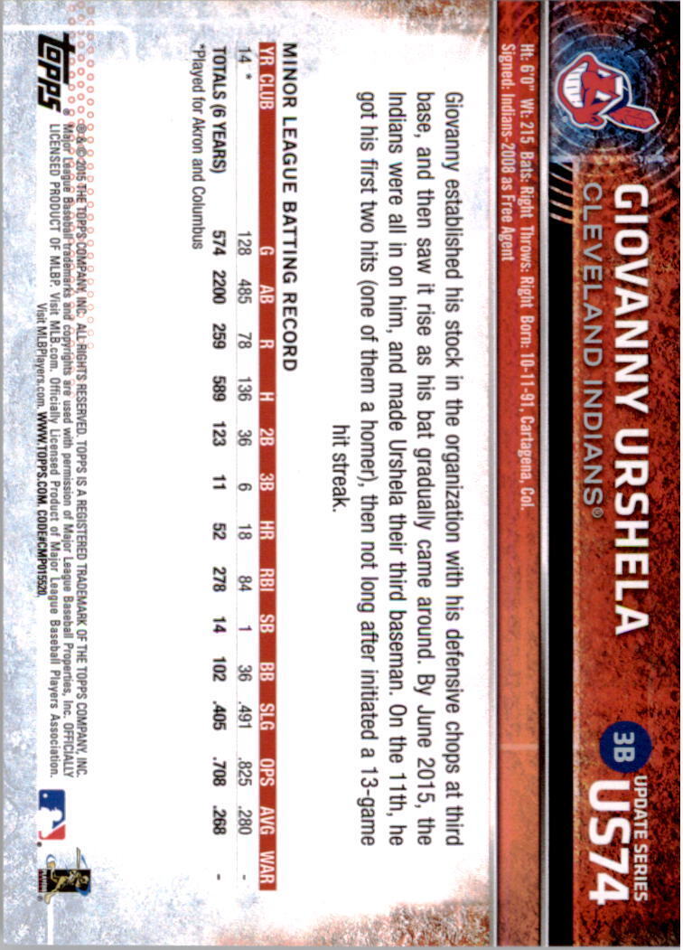 2015 Topps Update #US74 Giovanny Urshela RC - NM