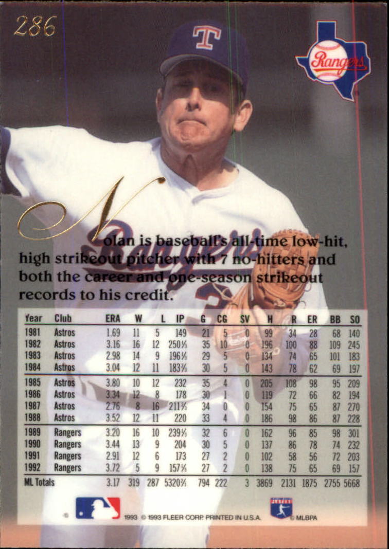 1993 Flair #286 Nolan Ryan - NM