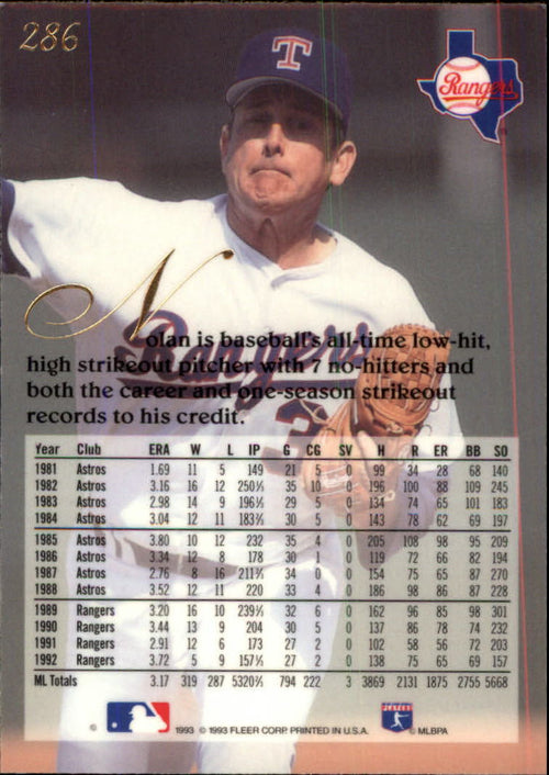 1993 Flair #286 Nolan Ryan - NM