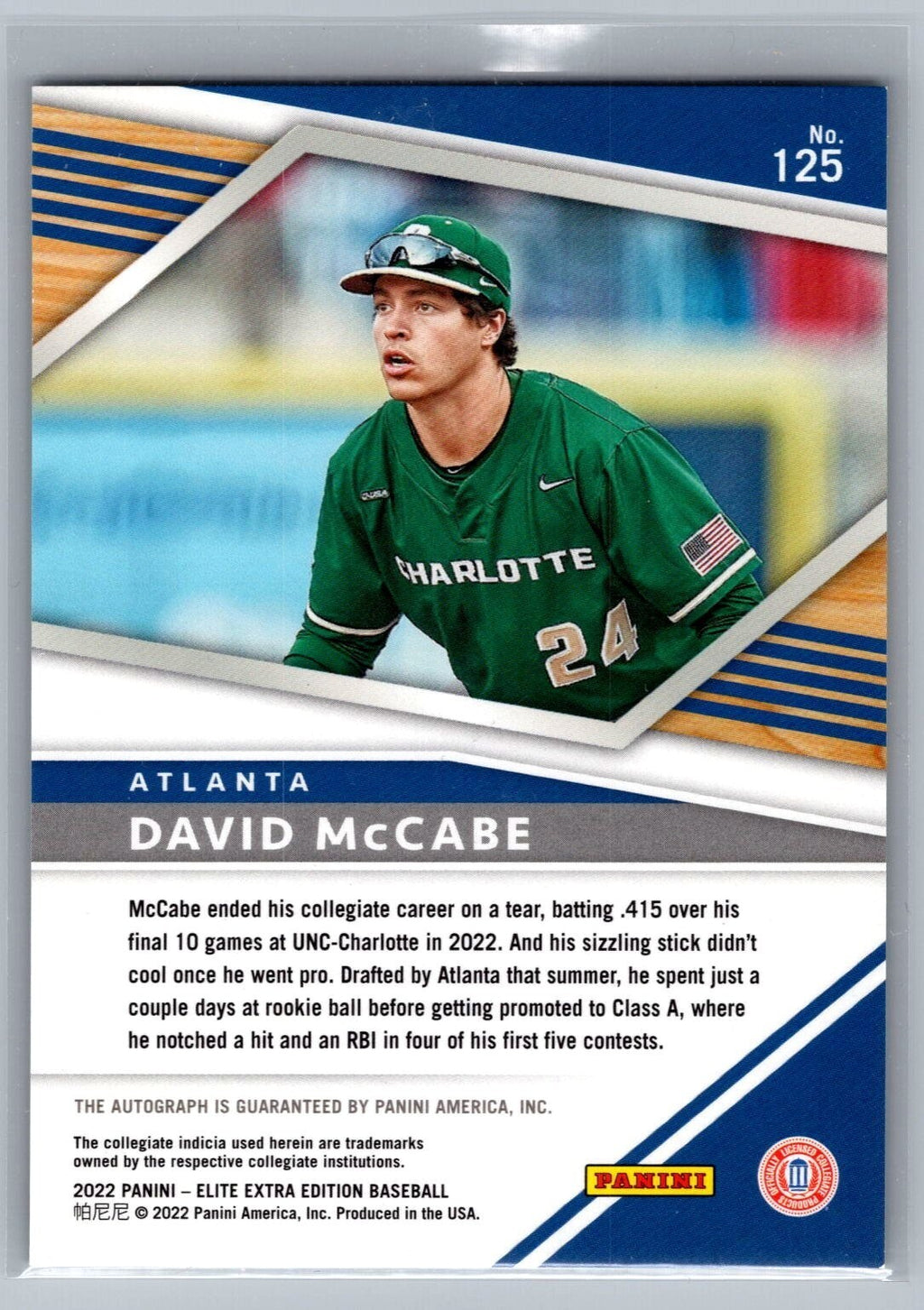 2022 Elite Extra Edition Signatures #125 David McCabe Auto
