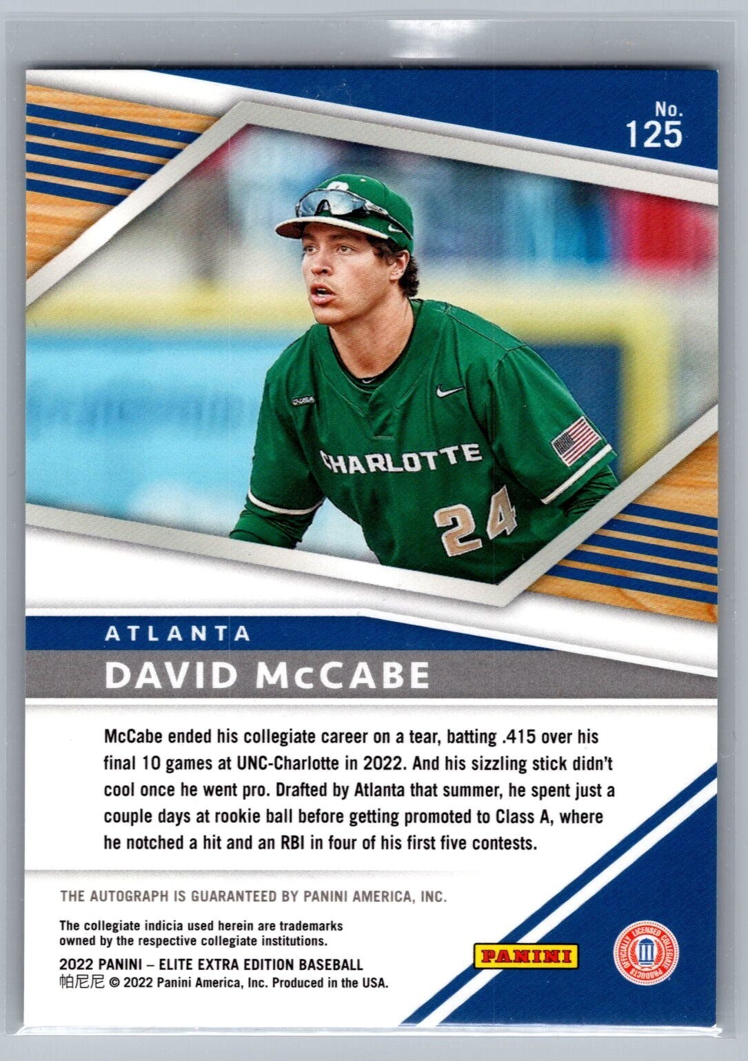 2022 Elite Extra Edition Signatures #125 David McCabe Auto