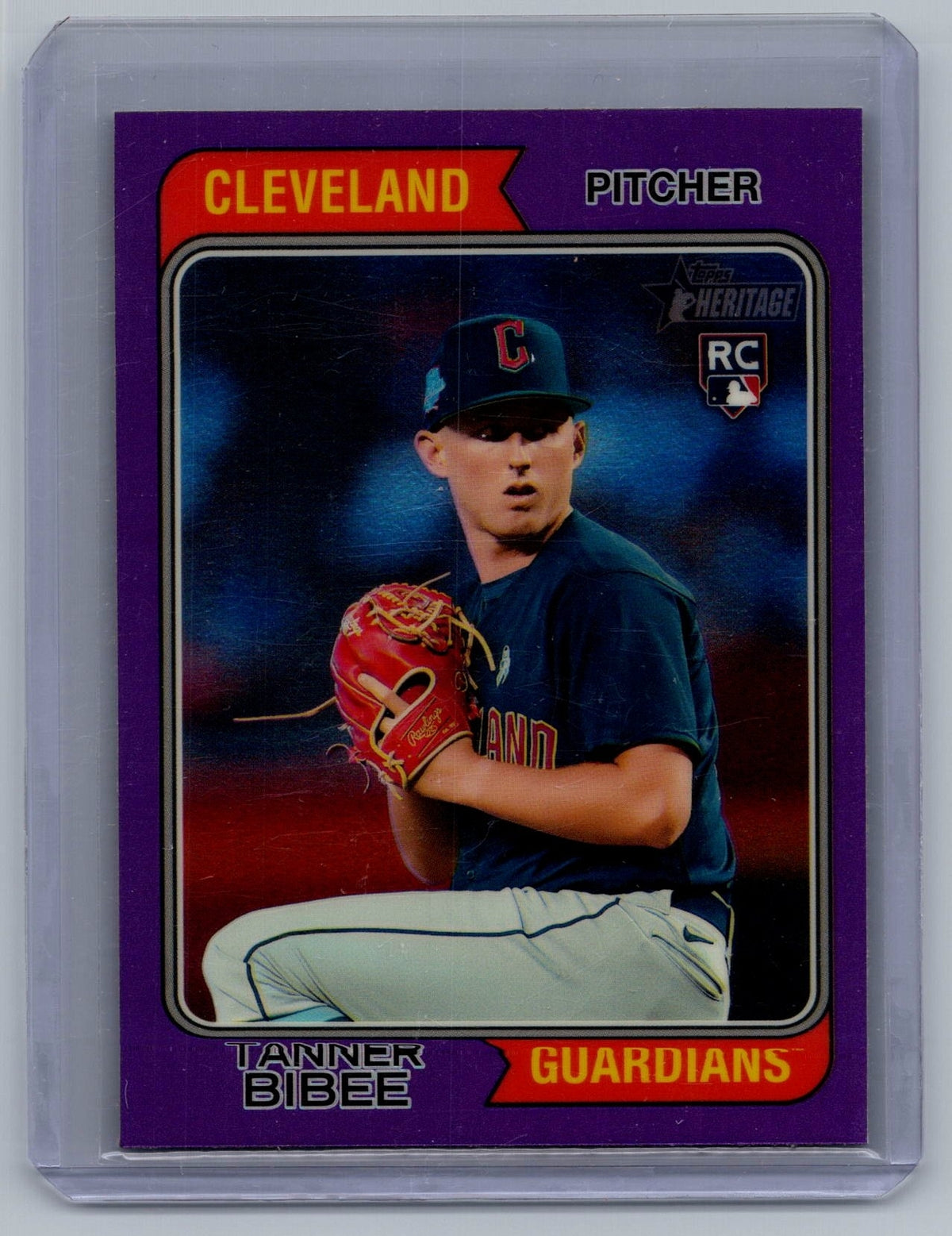 2023 Topps Heritage Chrome Purple Refractors #686 Tanner Bibee - NM