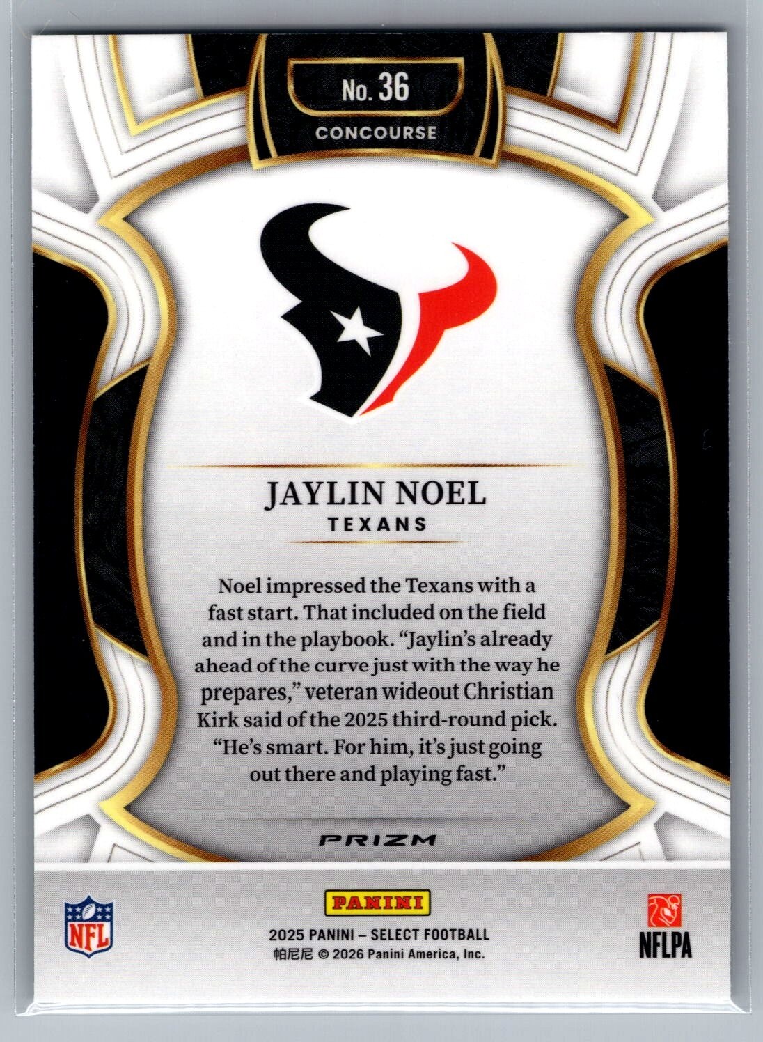 2025 Select Prizm Black and Green Shock #36 Jaylin Noel - NM